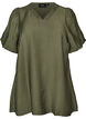 Tunic met ballonnenmouwen en een V-hals, Groen, Packshot image number 0