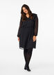 Jurk van chiffon met patroon en ruches, Black, Model image number 2