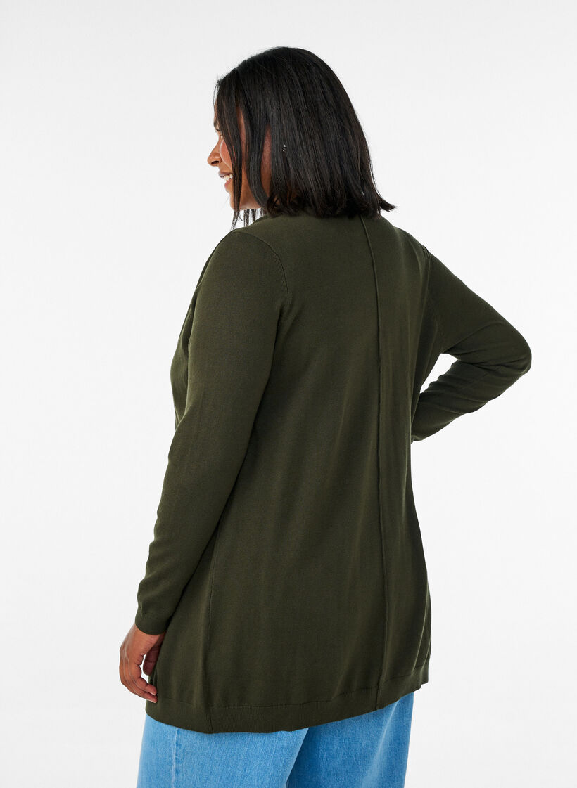 Lang gebreid vest in viscosemix, Groen, Model image number 2