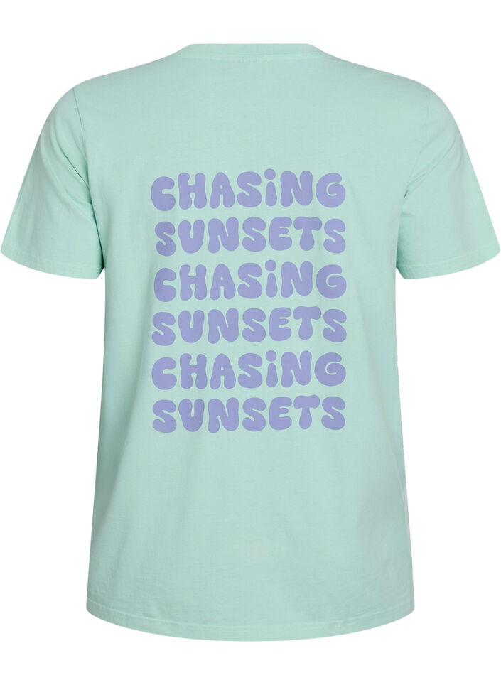 T-shirt van biologisch katoen met print op de rug, Groen, Packshot image number 1