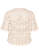 Cardigan met korte mouwen en haakwerk, Beige, Packshot image number 1