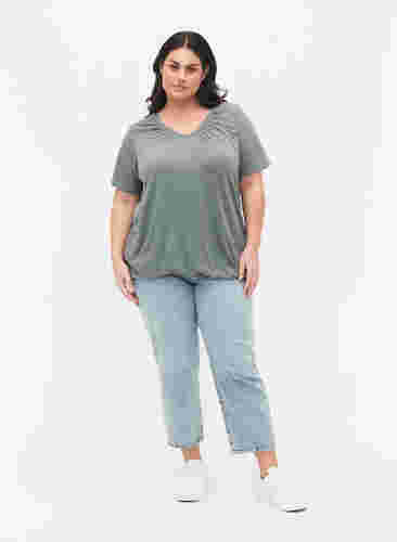 	 Gemêleerd t-shirt met elastische rand, Balsam Green Mél, Model image number 2