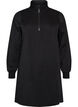 Sweatshirtjurk met hoge ribkraag en rits, Zwart, Packshot image number 0