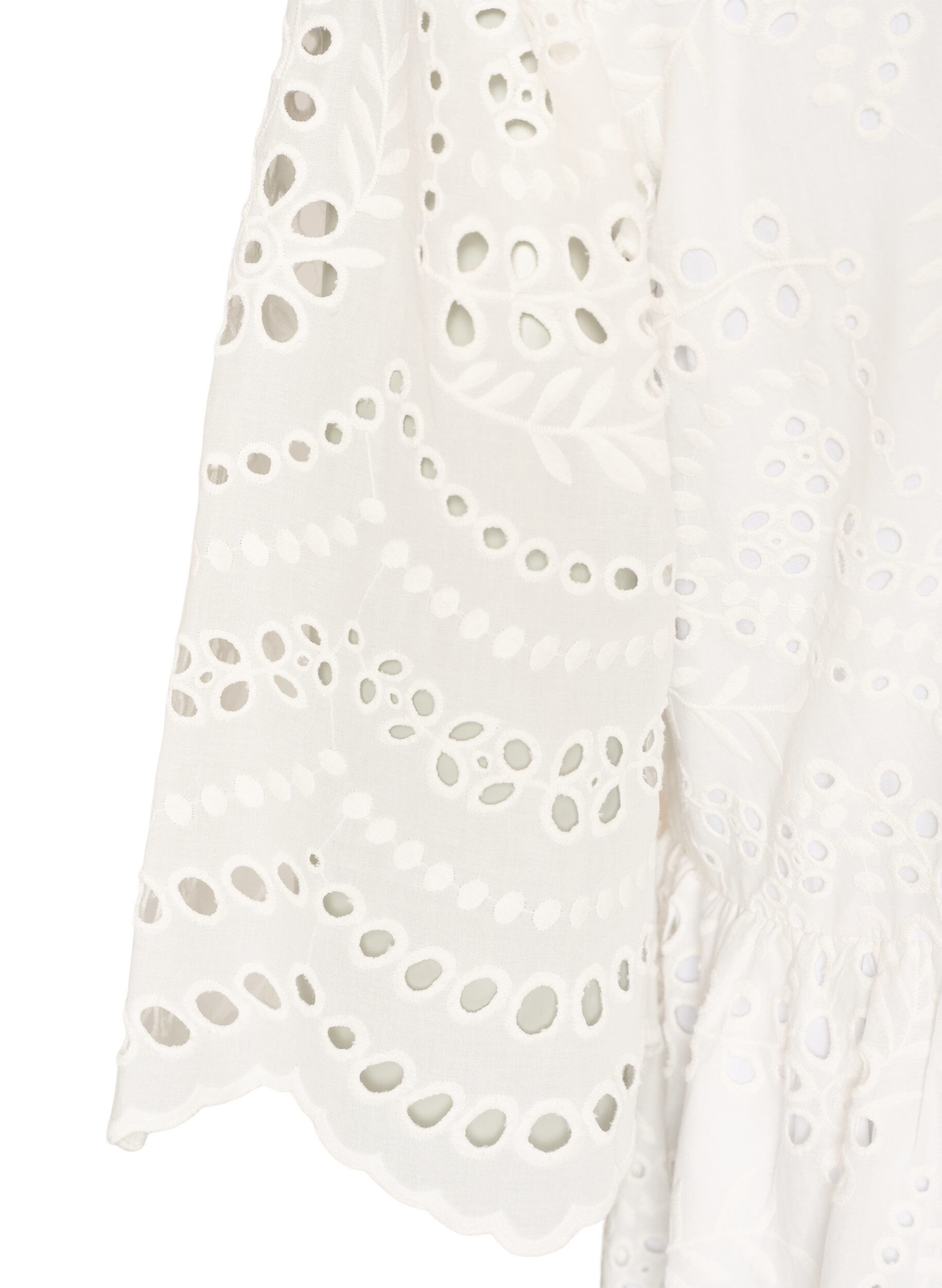Zizzi Midi-jurk met broderie anglaise en een empirelijn, Wit, Packshot image number 3