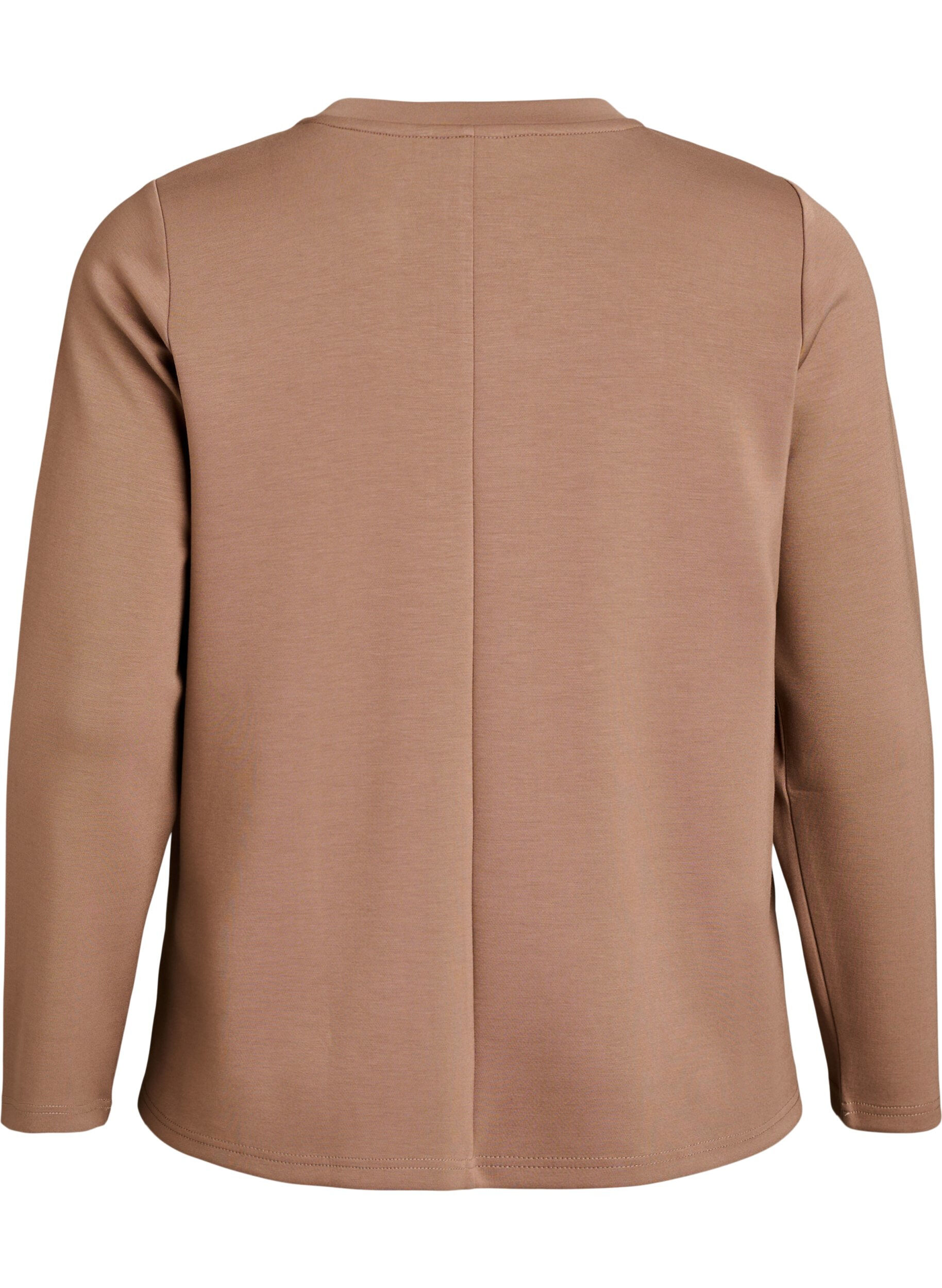 Zizzi Jersey blouse met ronde hals, Bruin, Packshot image number 1