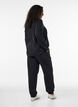 Sweatpants met hoge taille en trekkoord, Zwart, Model image number 1