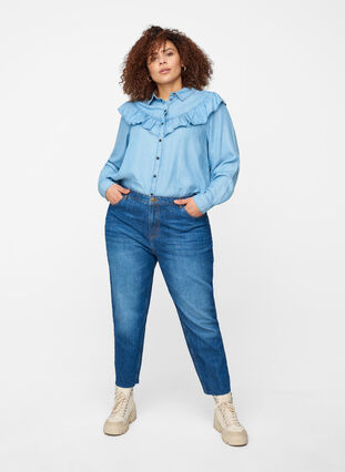 Cropped mom fit Mille jeans met losse pasvorm, Blue Denim 5, Model image number 0