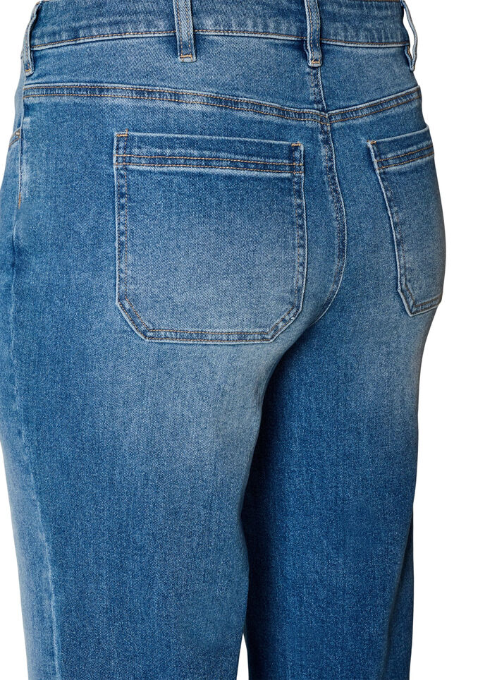 Straight jeans met een licht versleten look, Blauw, Packshot image number 3