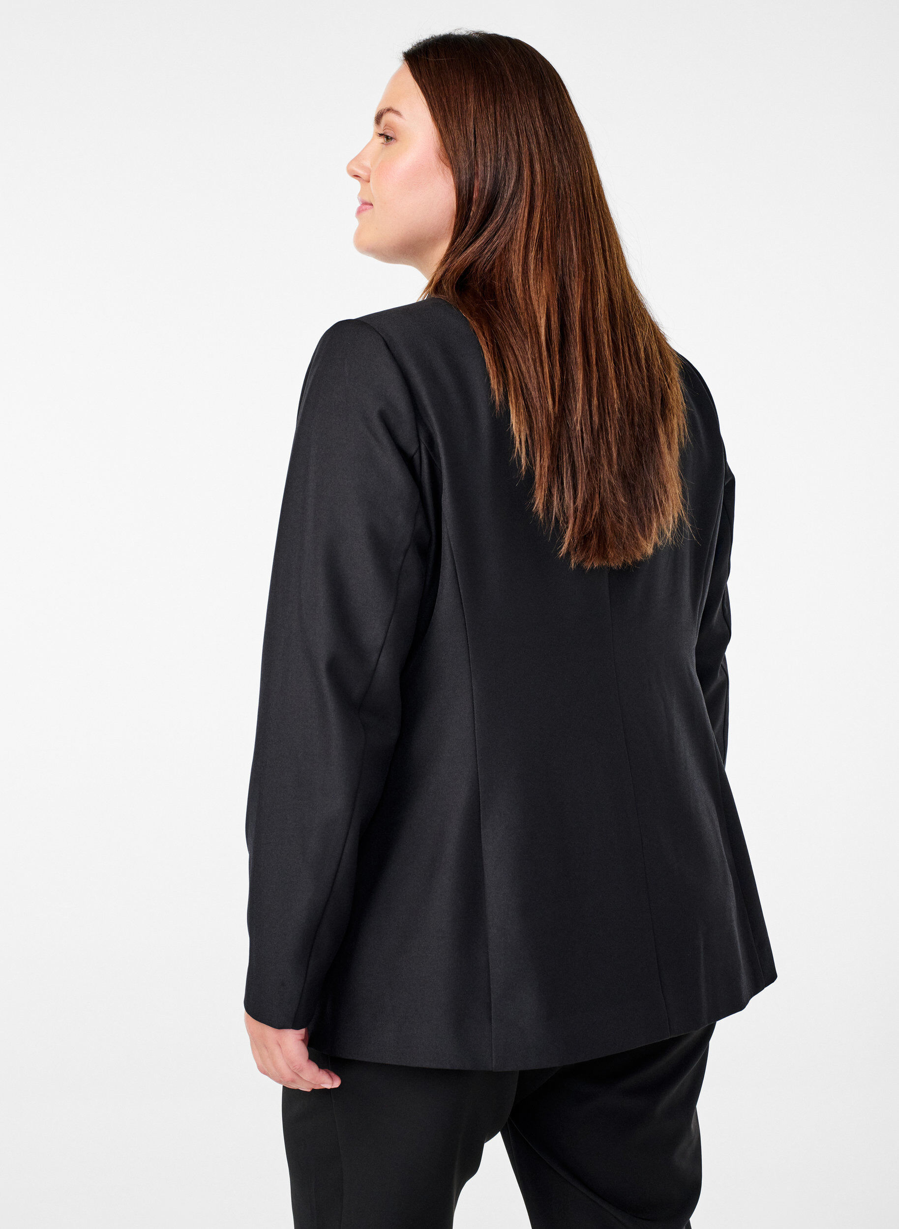 Zizzi Blazer met paillettenbloemen, Black, Model image number 1
