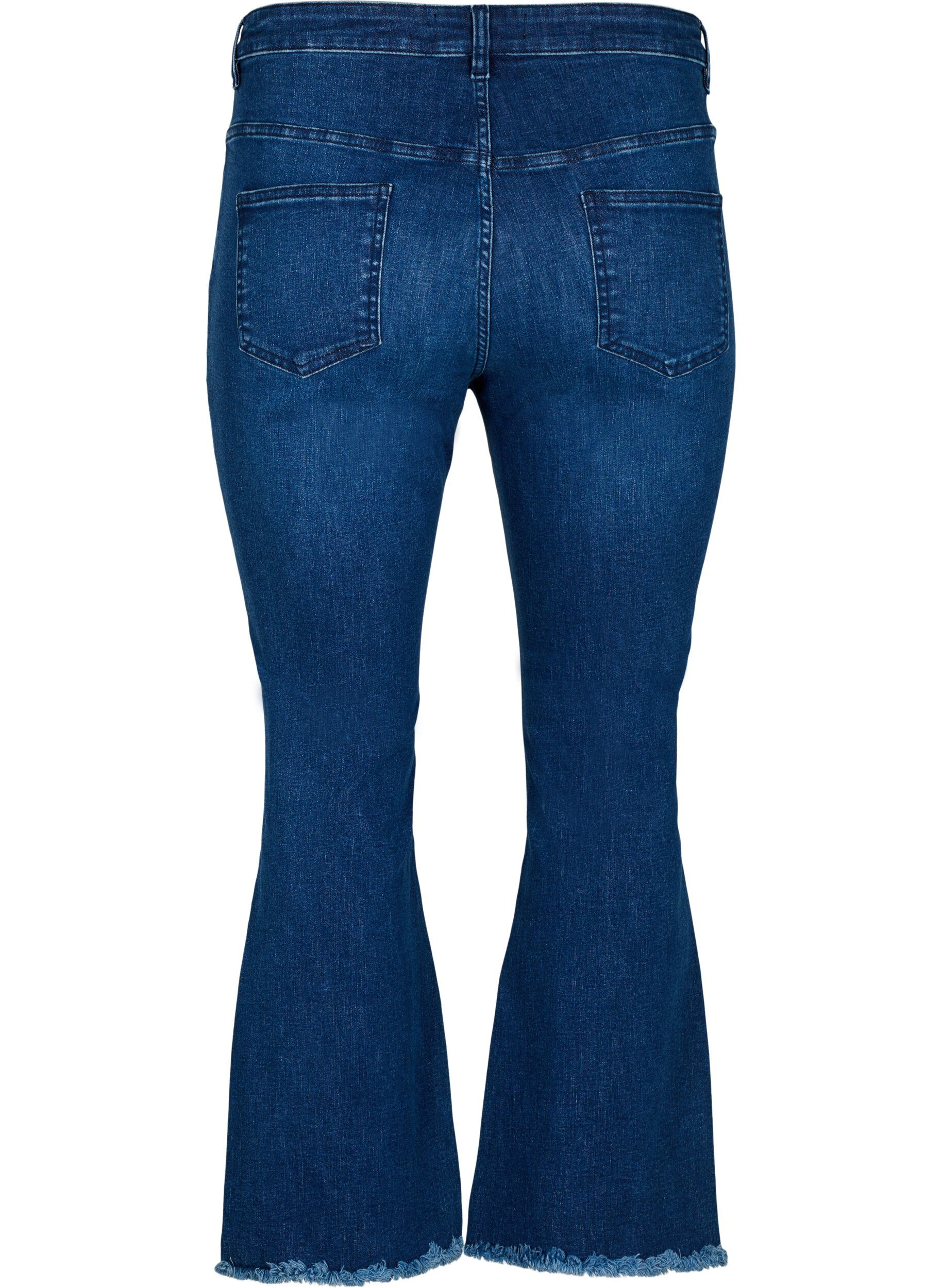 Zizzi Ellen bootcut jeans met rauwe rand, Blue denim, Packshot image number 1