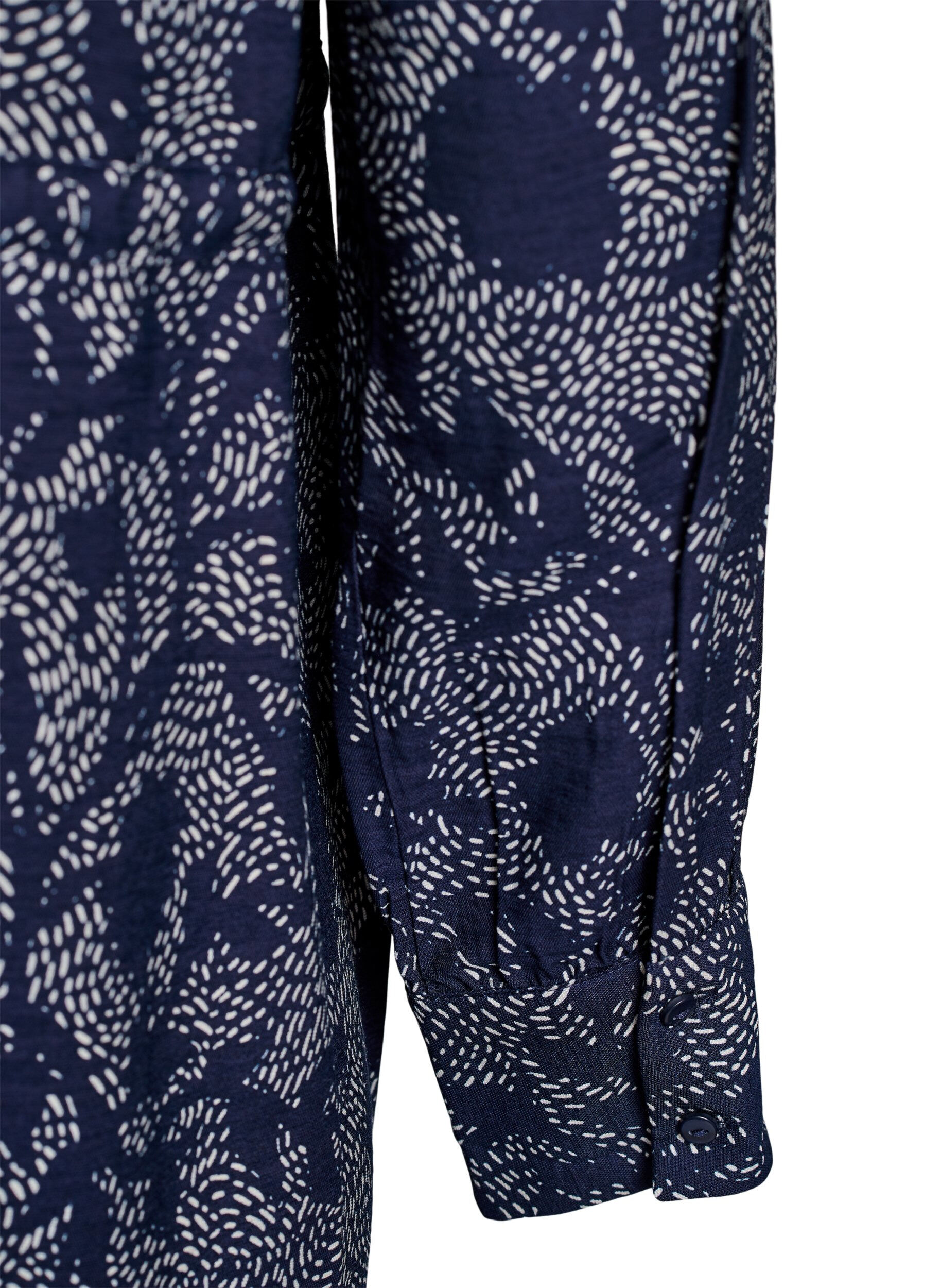 Zizzi Shirt jurk met strikceintuur en print, Blauw, Packshot image number 3