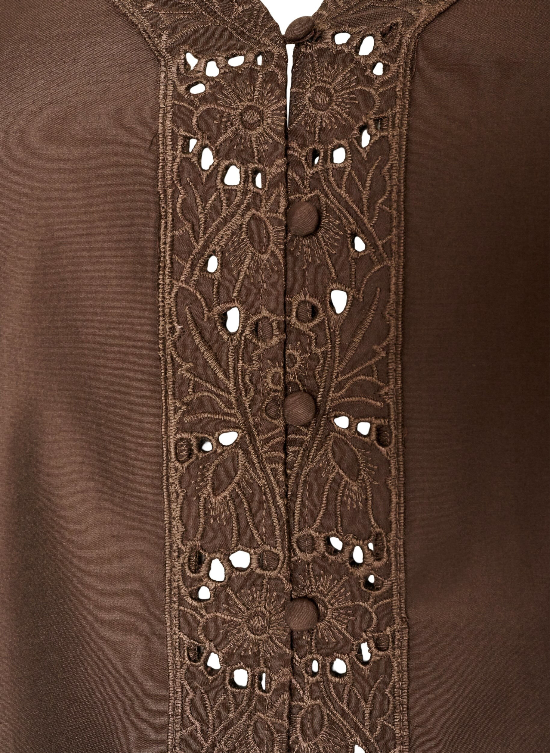 ZizziBlouse met broderie anglaise, Bruin, Packshot image number 2