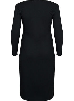 Nauw aansluitende jurk met lange mouwen en een split, Black, Packshot image number 1