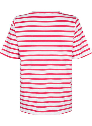 Gestreept T-shirt van biologisch katoen, Bright Rose Stripes, Packshot image number 1
