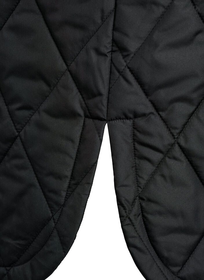 Lange gewatteerde gilet met drukknoopsluiting, Zwart, Packshot image number 4