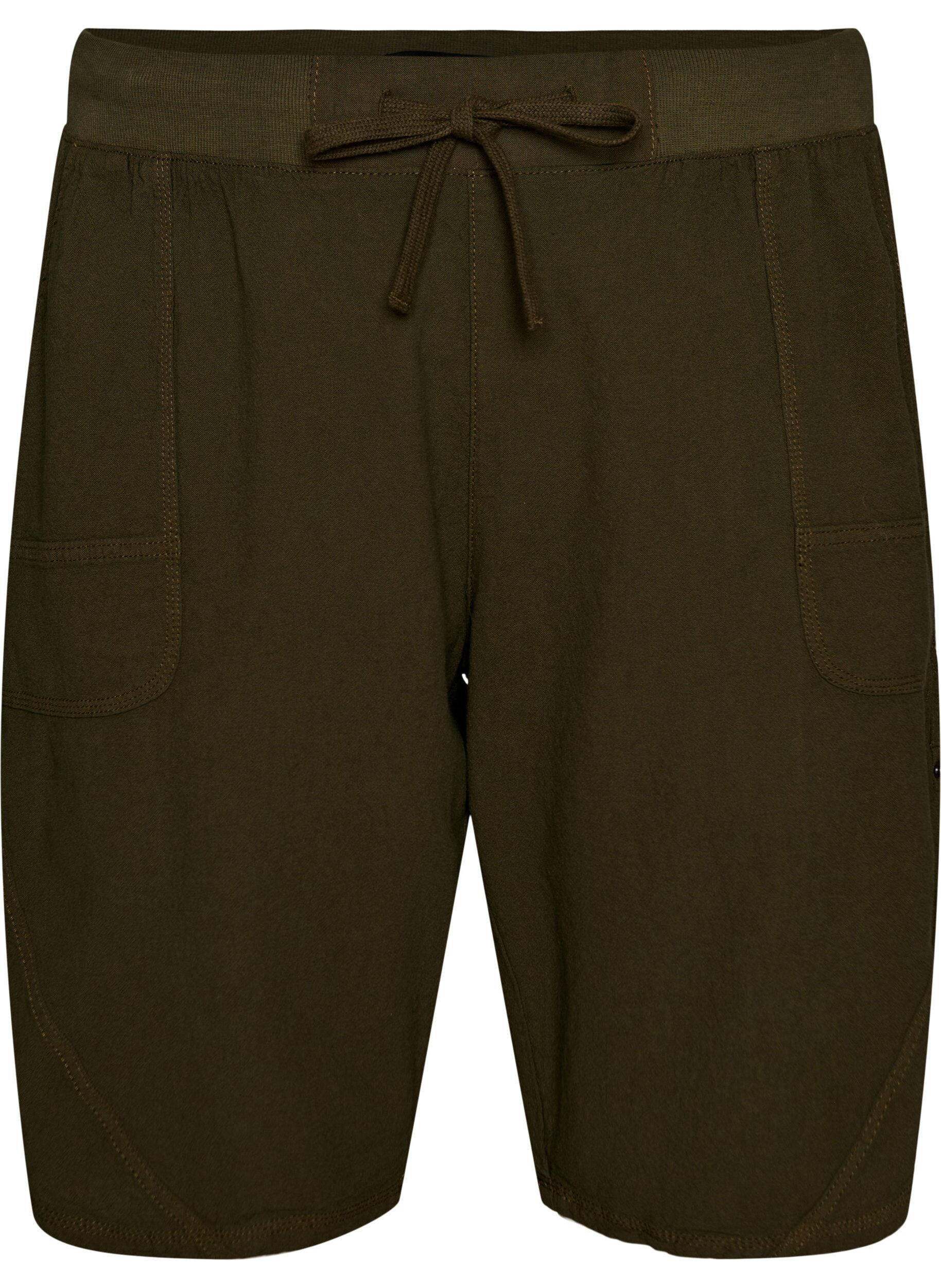 Zizzi Losse katoenen short met zakken, Groen, Packshot image number 0