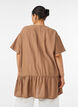 Losse tuniek met gekreukte structuur en rucherand, Bruin, Model image number 2
