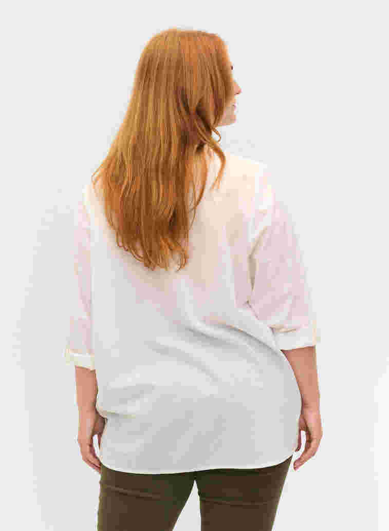 Katoenen blouse met kanten details, Bright White, Model image number 1