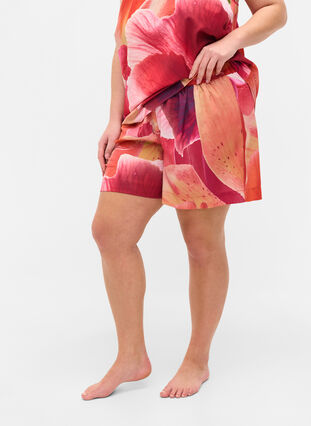 Pyjama shorts met patroon en trekkoord, Orange Pink AOP, Model image number 2