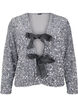 Pailletten blouse met strikdetails, Silver, Packshot image number 0