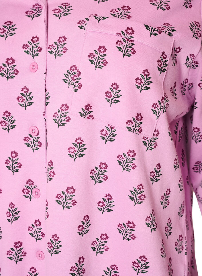 Katoenen pyjamashirt met borstzak, Roze, Packshot image number 2