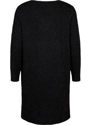 Gebreide jurk met split, Dark Grey Melange, Packshot image number 1