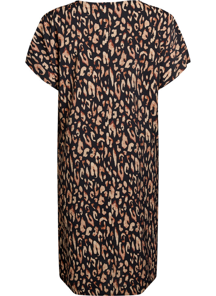 Jurk met V-hals van viscose, Zwart, Packshot image number 1