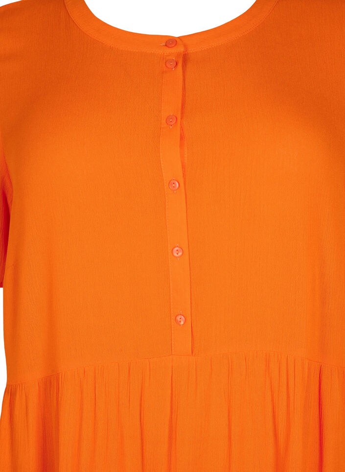 Viscose jurk met korte mouwen en a-lijn, Exuberance, Packshot image number 2