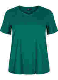 Basic t-shirt in effen kleur met katoen, Evergreen
