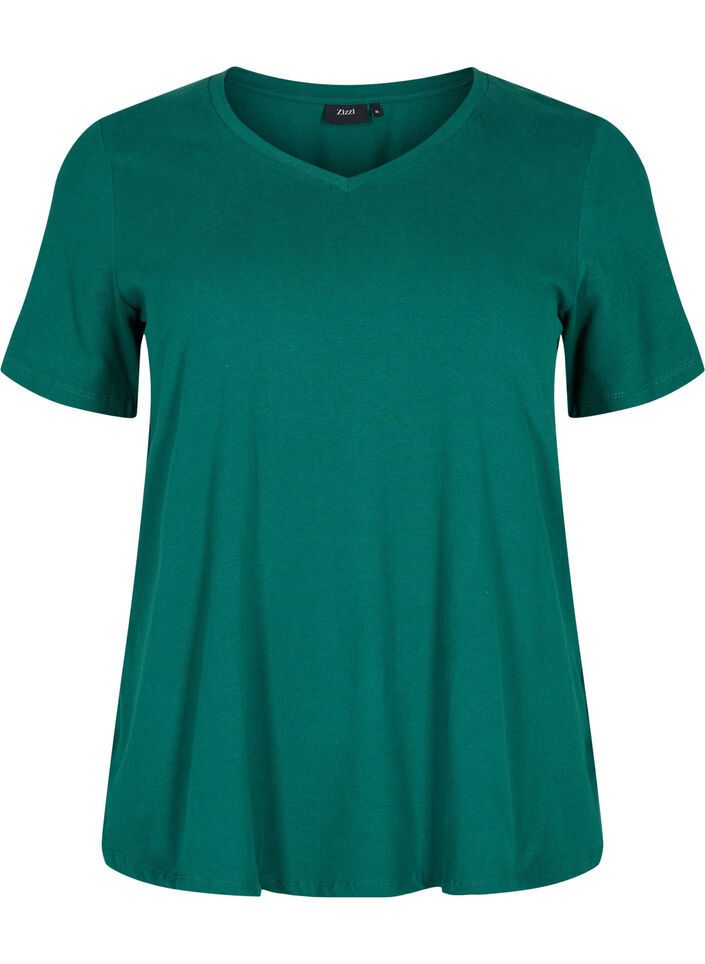 Basic t-shirt in effen kleur met katoen, Evergreen, Packshot image number 0