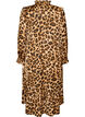 Jurk met luipaardprint en ruches, Bruin, Packshot image number 1