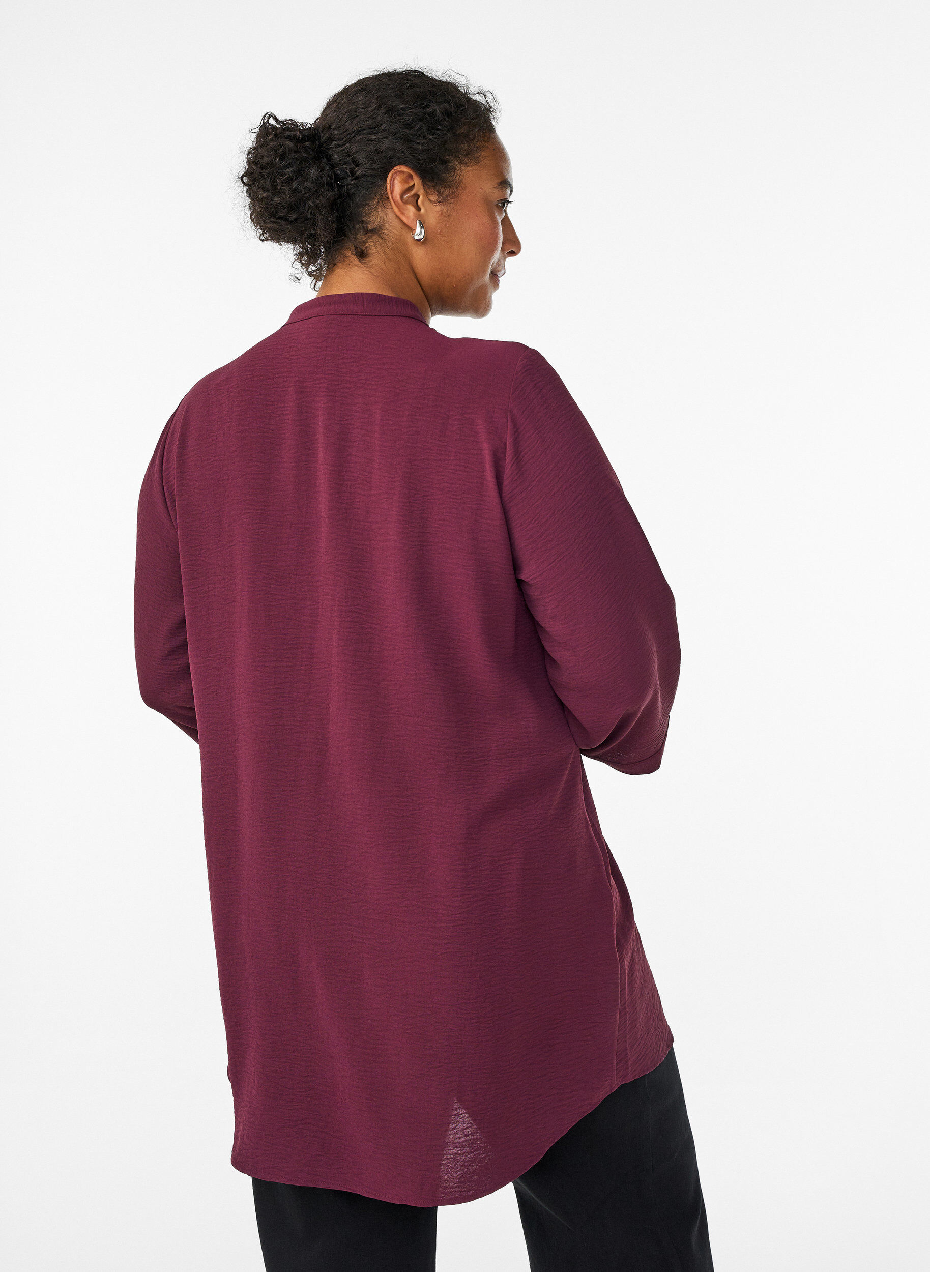Zizzi Tuniek met 3/4 mouwen, Donker Bordeaux, Model image number 2
