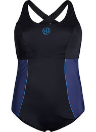 Sportbadpak met kruiselingsbandjes, Zwart