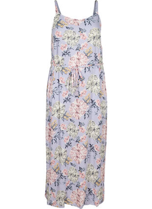 Viscose maxi-jurk met bloemenprint , Purple Dahlia Flower, Packshot image number 0