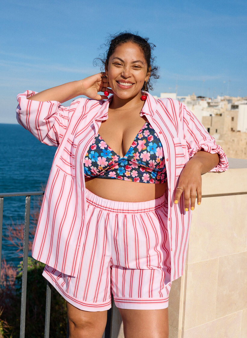 Losse shorts met strepen en zakken, Roze, Image image number 0