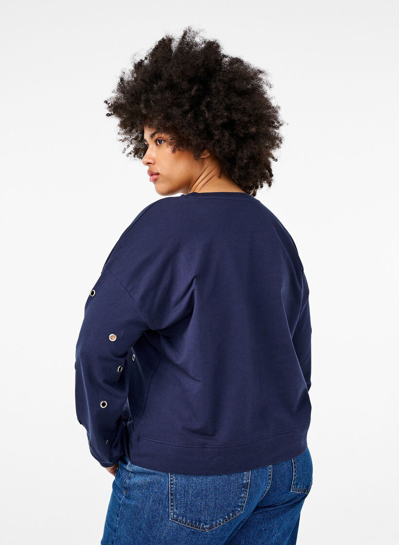 Sweatshirt met oogjes, Blauw, Model image number 2