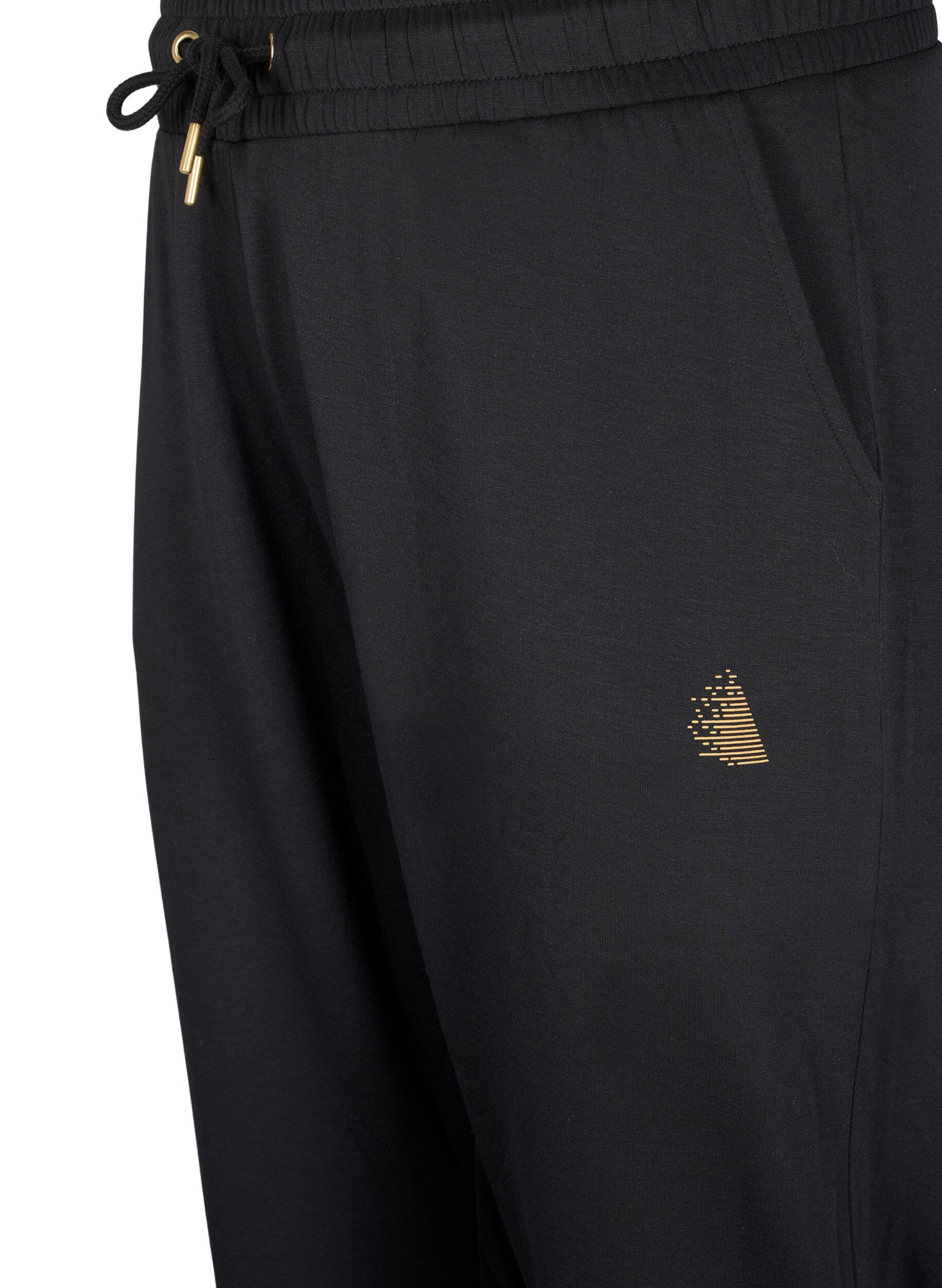 Zizzi Joggingbroek met zakken en hoge taille, Zwart, Packshot image number 2