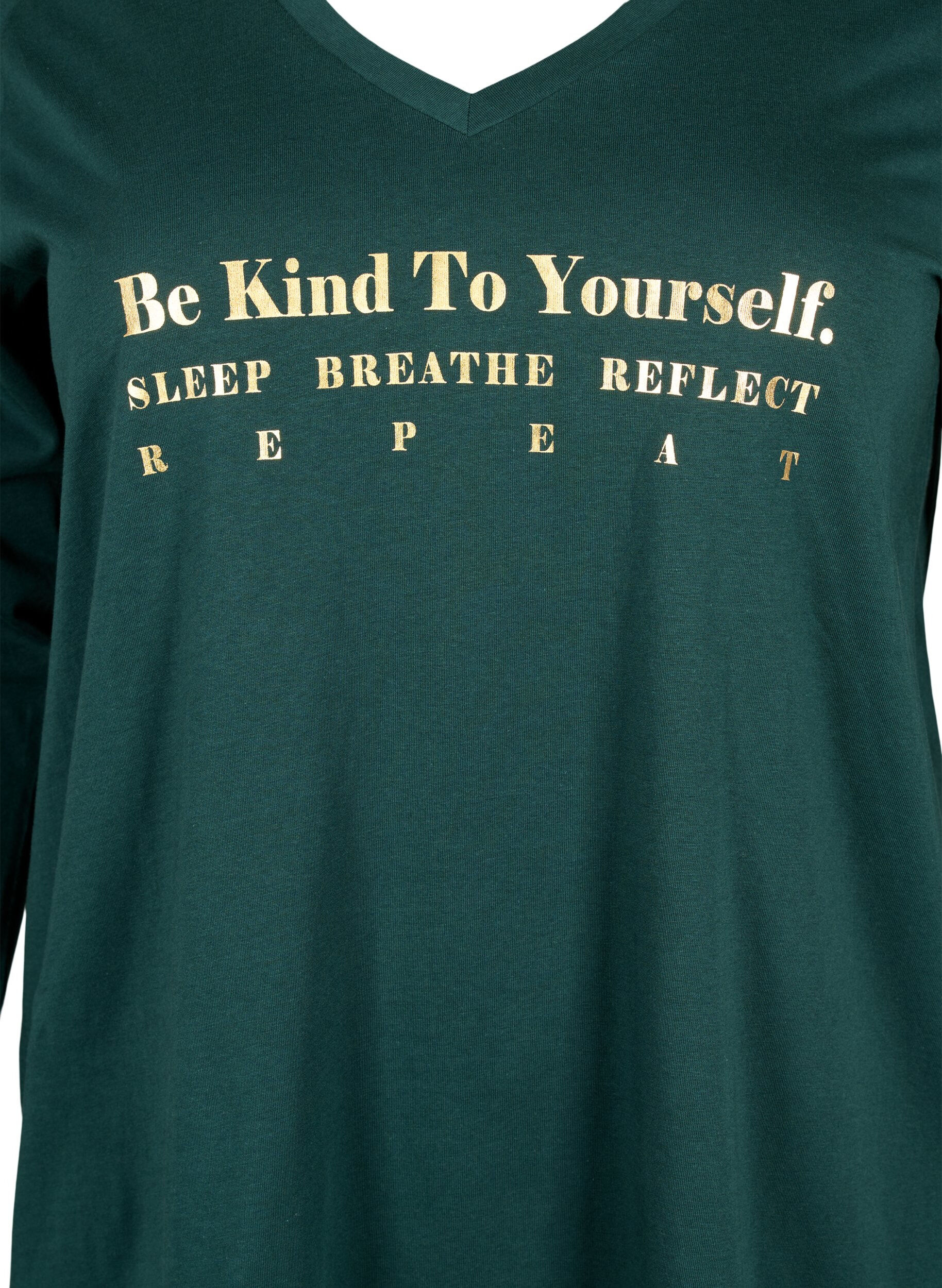 Zizzi Katoenen nachthemd met tekstopdruk, Scarab, Packshot image number 2