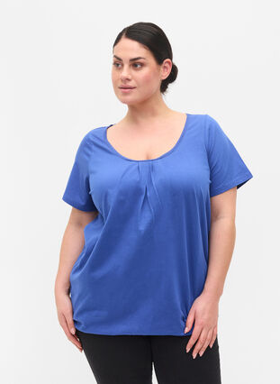 Katoenen t-shirt met korte mouwen, Dazzling Blue, Model image number 0