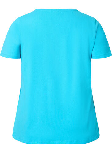 Basic t-shirt in effen kleur met katoen, Blue Atoll, Packshot image number 1