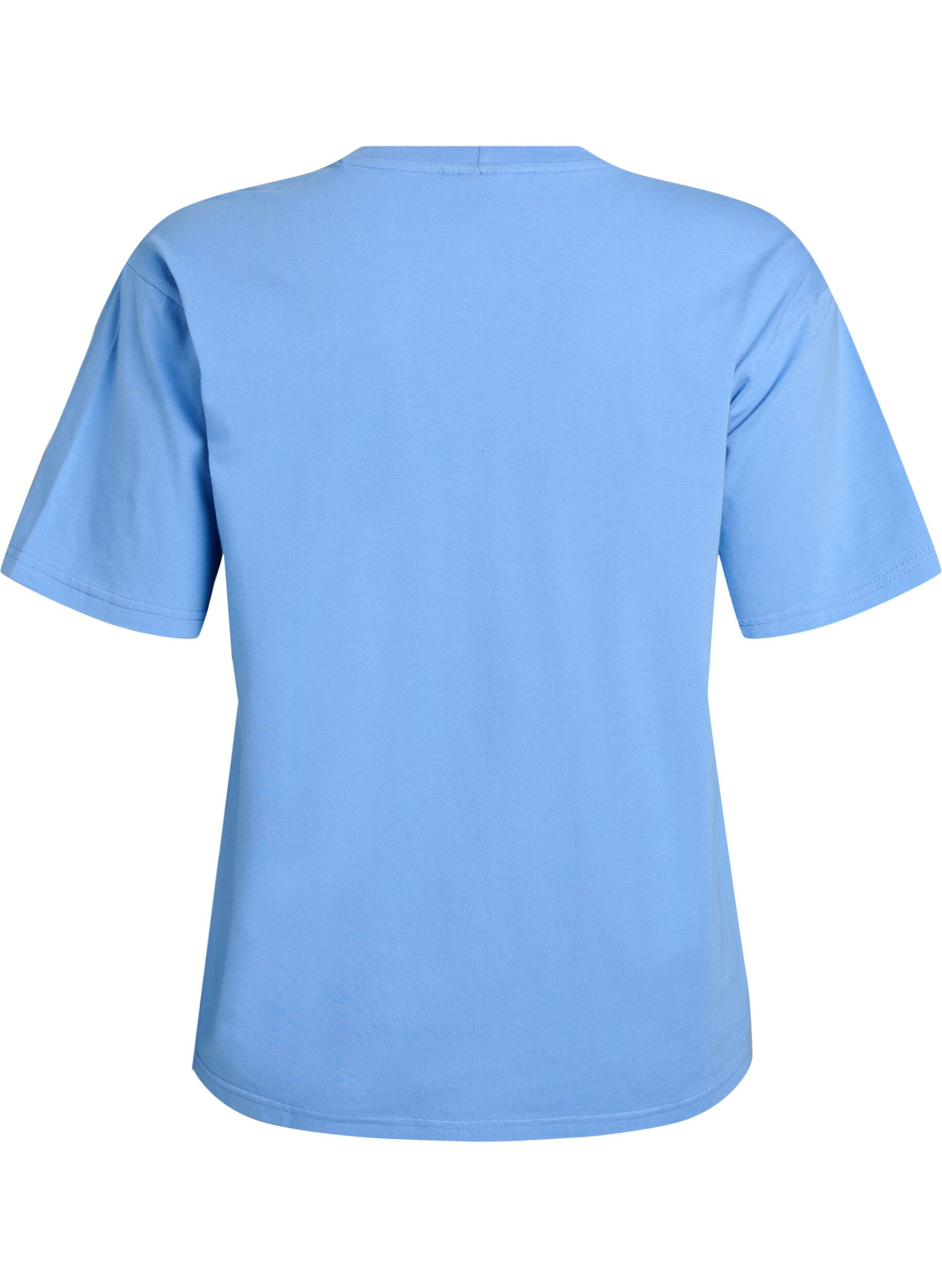 Zizzi Sportief T-shirt in biologisch katoen, Blauw, Packshot image number 1