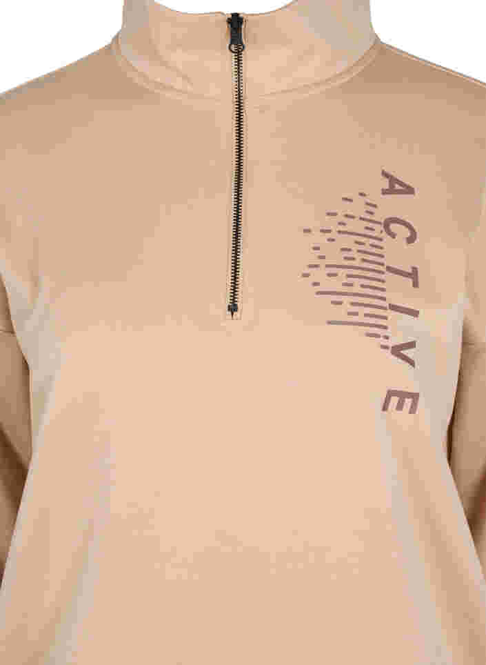 Sweatshirt met hoge hals en rits, Oatmeal, Packshot image number 2