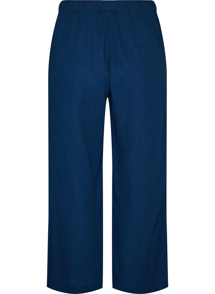 Losse pyjamabroek van katoenen mousseline, Blauw, Packshot image number 1