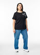 T-shirt met decoratieve details, Zwart, Model image number 1
