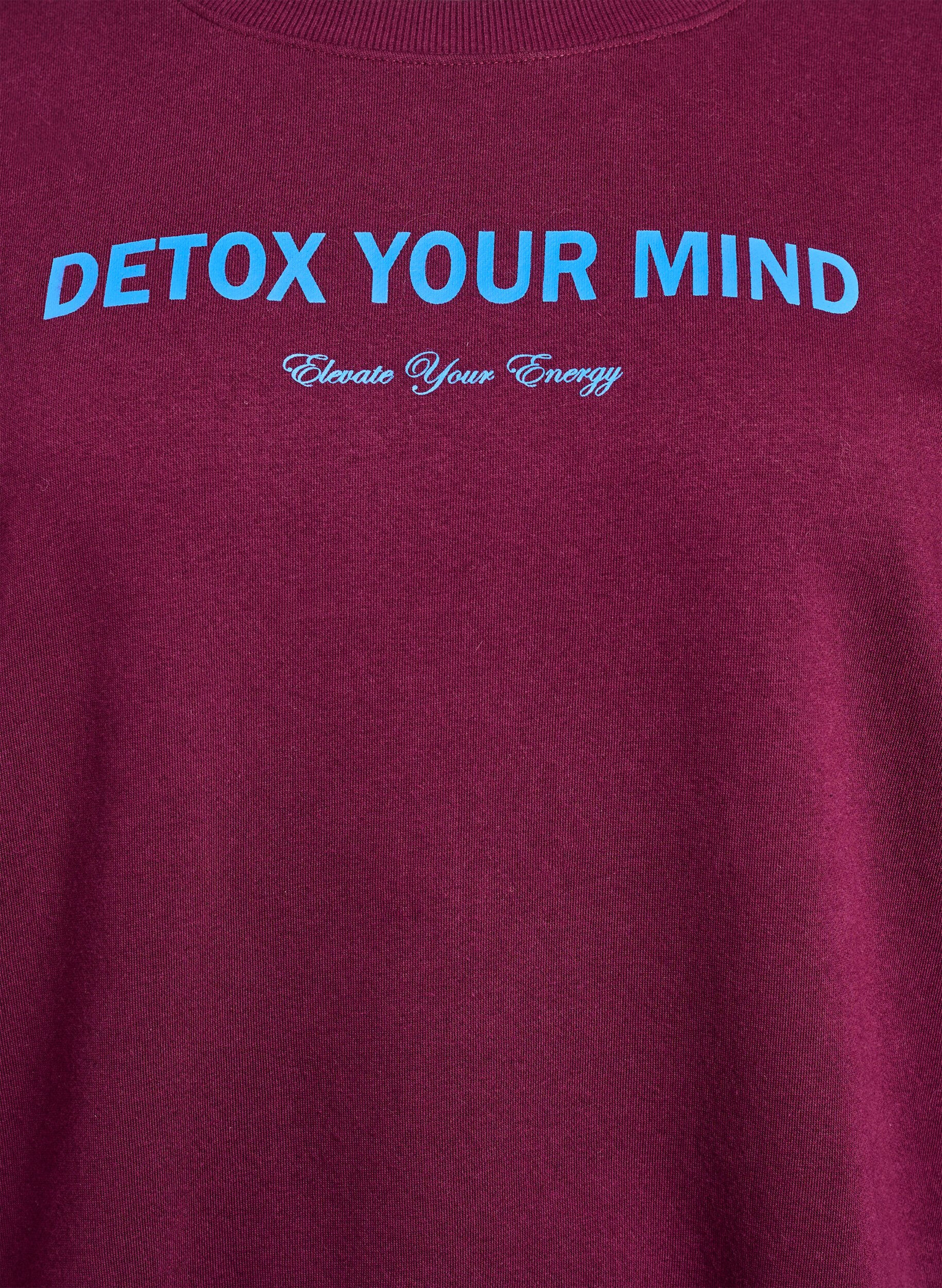 ZizziHet sweatshirt met tekstprint, Donker Bordeaux, Packshot image number 2