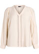 Blouse met V-hals en geborduurde banden, Beige, Packshot image number 0