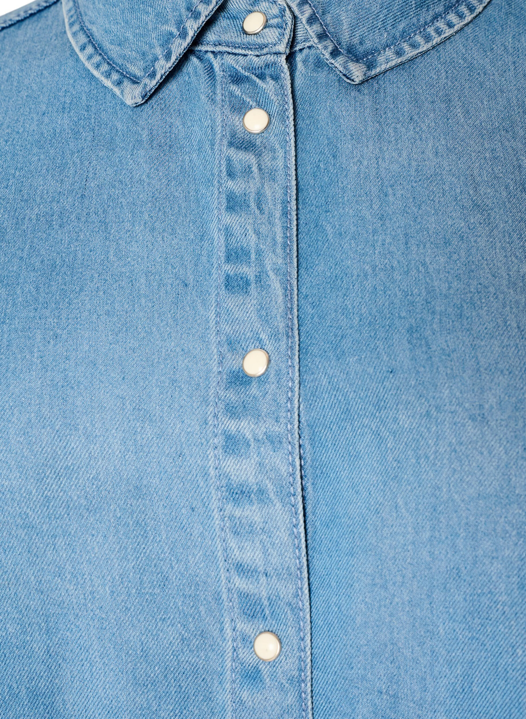 ZizziDenim blouse van lyocell met drukknopen, Blauw, Packshot image number 2