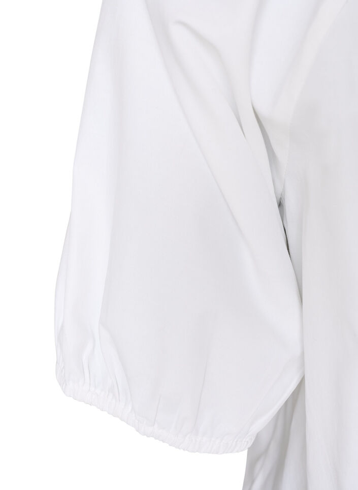 Overhemdblouse met knoopsluiting en strikceintuur, Wit, Packshot image number 3