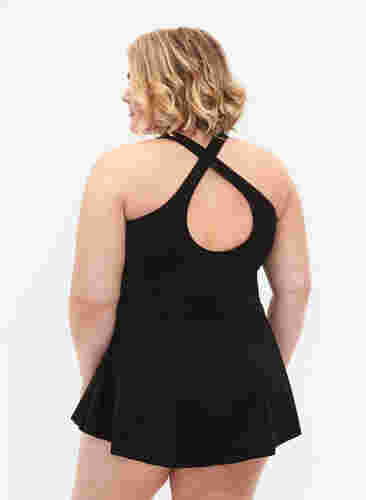 Badpak met gekruiste rug en rok, Black, Model image number 1