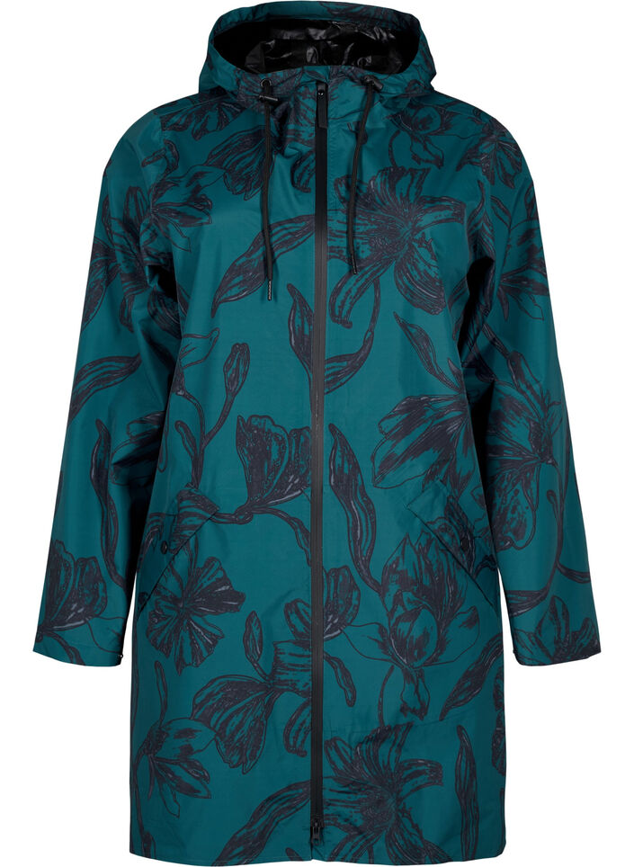 Regenjas met print, Deep Teal Black, Packshot image number 0